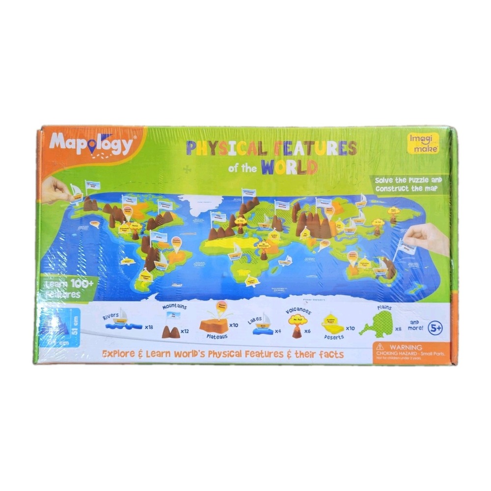 Imagi Make Mapology World Physical Features Puzzle Kids Unisex OS Blue 125pc NEW